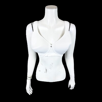 #ad Breezies Womens Lace Effects Full Coverage Seamless Wirefree Bra White 40DD Size $10.00