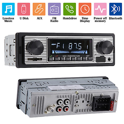 #ad Bluetooth Vintage Car FM Radio MP3 Player USB Classic Stereo Audio Receiver AUX $16.79