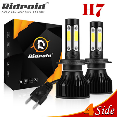 #ad 2x H7 LED Headlight Bulbs Kit High Low Beam 6000K Super White Bright 12000LM NEW $15.99