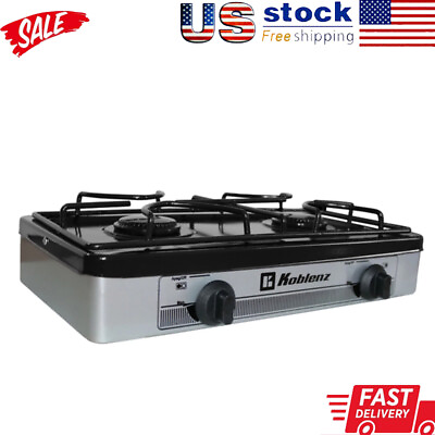 #ad 2 Burner Propane Outdoor Stove BBQ Grill Camping Hiking Cooker Barbecue HOT $70.49