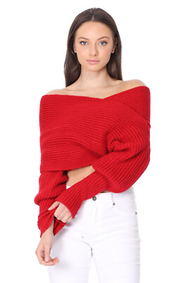 #ad YEMAK Sexy Off The Shoulder Long Sleeve Wrap Sweater Shawl With Sleeve KC003 $19.77