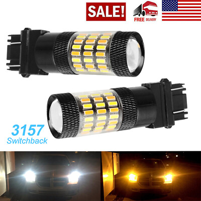 #ad For Chevy Silverado1500 2500 White Amber Switchback LED Turn Signal Light Bulbs $10.99