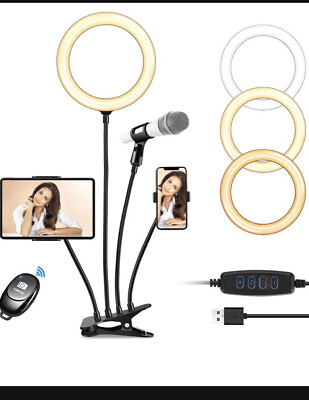 #ad Selfie Ring Light with Cell Phone Holder Stand for Live Stream Makeup Clip on $17.99