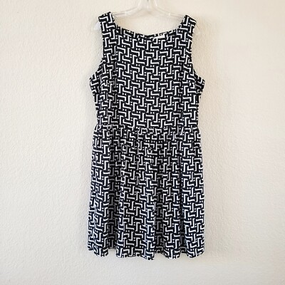 #ad NWT Beige by ECI Black amp; White Geometric Print Sleeveless Dress Size XL $25.64