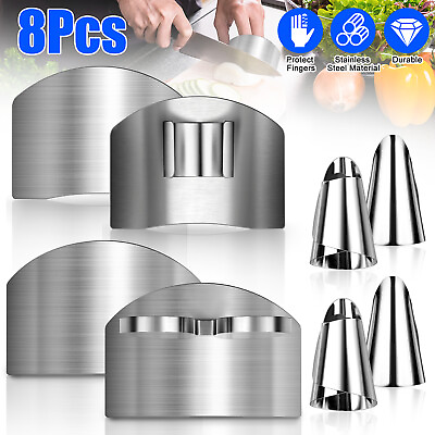 #ad 8X Stainless Steel Finger Guard Hand Protector Kitchen Safe Slice Cutting Tools $6.99