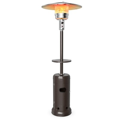 #ad 48000BTU Standing Outdoor Heater Propane LP Gas Steel with Table amp; Wheels Brown $173.96