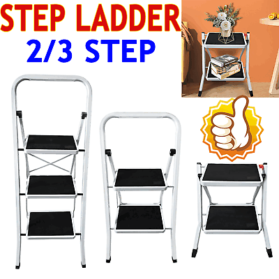 #ad Step ladder Steel Wide Platform Non Slip Treads Ladders Multi function Folding $41.21