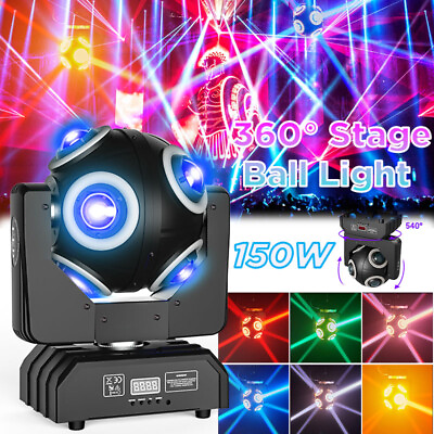 8LED 360°Ball Moving Head Light RGBW Laser Beam Stage Spot Lighting DJ Disco DMX $132.99