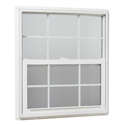 #ad Vinyl Window Single Hung 31.25in x 35.25in Insulated White Heavy Duty with Grids $247.99