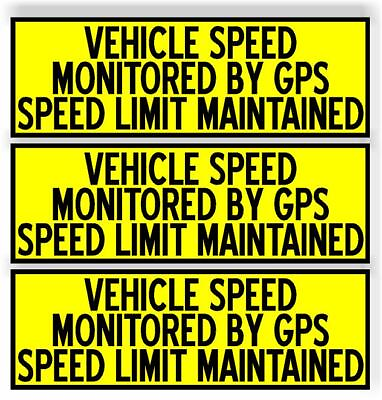 #ad SET 3 Vehicle Speed Monitored GPS YELLOW limit maintained MAGNET Bumper Sticker $9.99