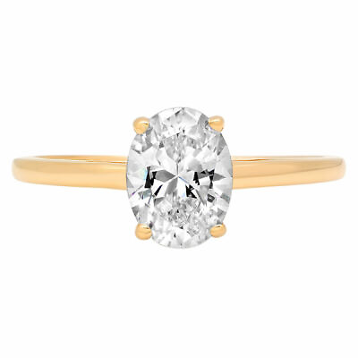 #ad 1.0 ct Oval Cut Lab Created Diamond Stone 14K Yellow Gold Solitaire Ring $2433.71