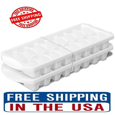 #ad Sterilite Set of Two Stacking Ice Cube Trays Plastic White $4.99
