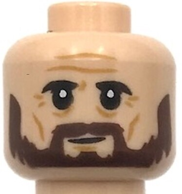 Lego New Light Nougat Minifigure Head Dual Sided Black Eyebrows Beard Crows Feet $2.99