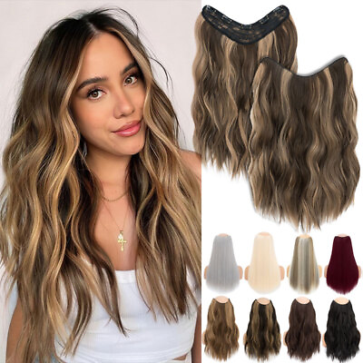 #ad US CLERANCE Clip In Full Head Natural Hair Extensions Thick One Piece Highlight $16.20
