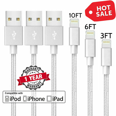 #ad Cable Charger Cord Charging Usb 3 Pack Fast For iPhone 7 8 For iPhone X Charger $8.99