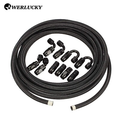 #ad 20FT AN6 6AN Stainless Steel Braided Oil Fuel Line Fittings Hose Adaptor KIT $45.97