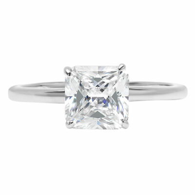 #ad 1.5 ct Asscher Cut Lab Created Diamond Stone 18K White Gold Solitaire Ring $6134.27