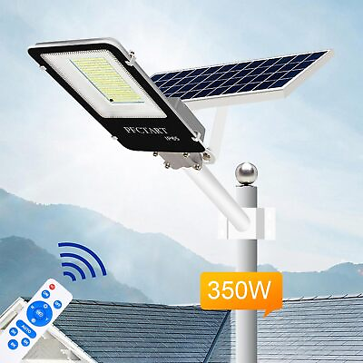 #ad 350W Solar Street Light Outdoor Waterproof 6500K Solar Powered LED Road Lamp $85.79