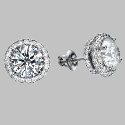 #ad 2 CT F G SI2 I1 Jewelry Diamond Stud Earrings Round Cut 14K White Gold $1486.65