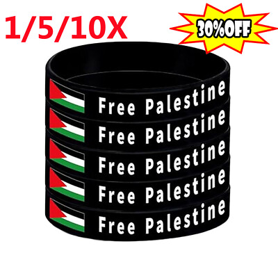 #ad Free Palestinian Wristband Save Gaza Silicone Wrist Band Palestine Flag Bracelet $1.07
