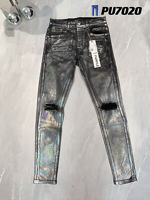 #ad NEW Purple Brand Gray reflective vintage personality fashion Ripped jeans $126.79