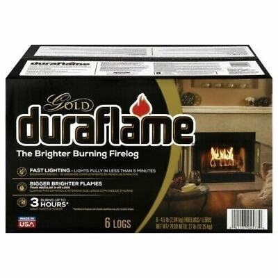 #ad Duraflame Fire Logs 6 Pack 4.5lb Bright Burning 3 Hour Burn Time Fast Lighting $23.96