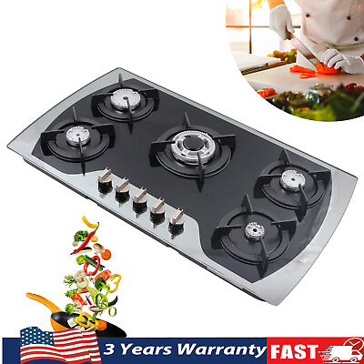 #ad USA 5 Burners Gas Stove 35.4quot; Built In Gas Cooktop Natural Gas Propane Stainless $187.00