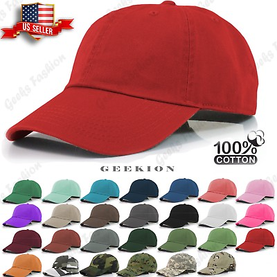 #ad Plain Adjustable Military Solid Washed Cotton Polo Style Baseball Cap Caps Hat $7.99