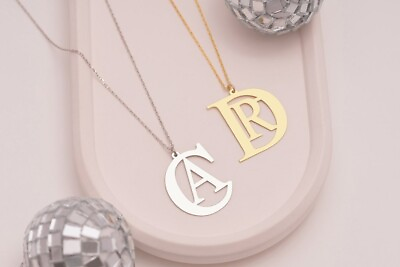 #ad Two Initials Necklace Double Letters Pendant Double initial Necklace C $45.99