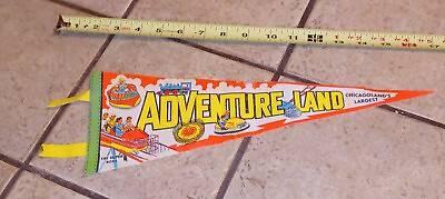 #ad VTG Adventure Land CHICAGO IL Pennant Amusement Park ADDISON Travel Souvenir $14.99