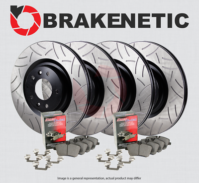 #ad Famp;R BRAKENETIC Premium GT Slot Brake Rotors Ceramic Pads w AKEBONO BPK90185 $636.14