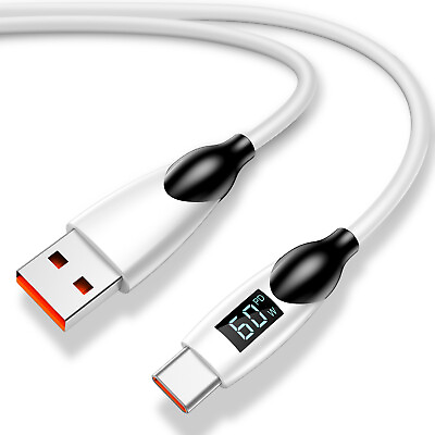 #ad LED Digital Display USB A to USB C Fast Charger Cable for Samsung GoogleLGTCL $4.80