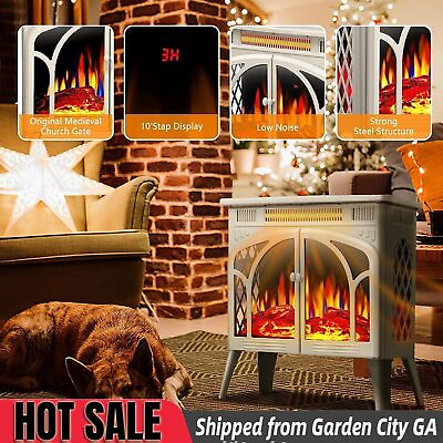 #ad 23.5#x27;#x27; Beige Electric Fireplace Stove Heater 3D Flame Effect from GA 31408 $150.00