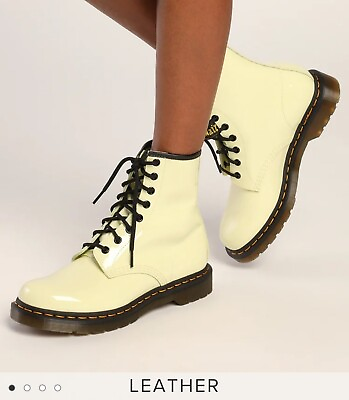 #ad NEW Boots Dr. Martens 1460 Patent Leather Boots Toilet Cream Women#x27;s size 5 $89.00