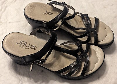 #ad JBU Summer Black Strappy Sandals Sz 6M Heel Strap $15.59