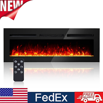 #ad 60 Inches Ultra Thin Electric Fireplace Wall Mounted amp; Recessed Fireplace Heater $255.95
