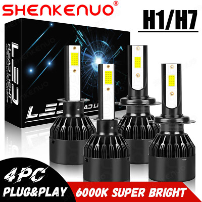 #ad H7H1 Kit de luz de carretera alta y baja Bombillas de faros LED 4pcs Combo $31.99