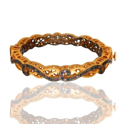#ad Multi Color CZ 925 Silver Wedding Fashion Designer Bangle Bracelet Jewelry $227.12