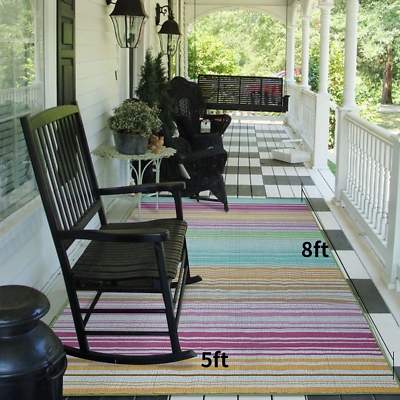 #ad Outdoor Patio Area Rugs 4*6 or 5*8 RV Camper Carpets Multi Color Mats $44.99