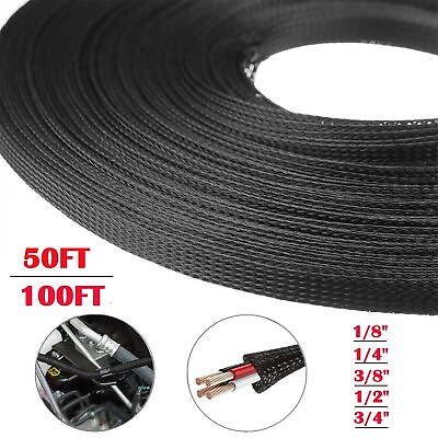 #ad Expandable Braided Cable Sleeve Sheathing Harness Wire Loom Wrap Conduit Lot $6.46