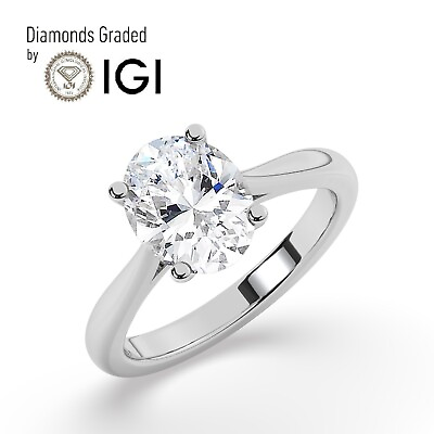 #ad Oval Solitaire 950 Platinum Engagement Ring 4.00 ctLab grown IGI Certified $3352.00