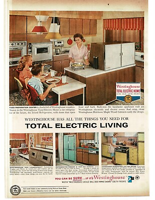 #ad 1959 Westinghouse Total Electric Home Food Prep Center Kitchen Vintage Print Ad $8.95