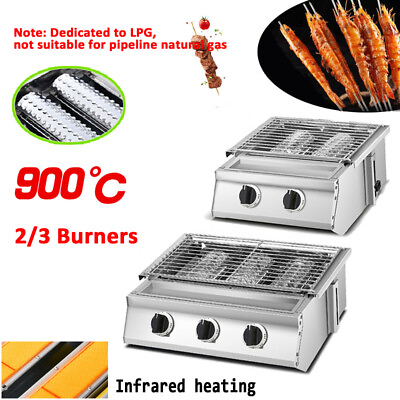 #ad Outdoor BBQ Grill LPG Gas 2 3 Burners Barbeque Cooker Smokeless Picnic Party New $225.99
