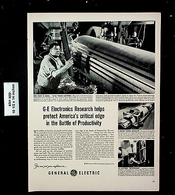 #ad 1952 GE General Electric Research Turbine Generator Vintage Print Ad 26204 $6.48