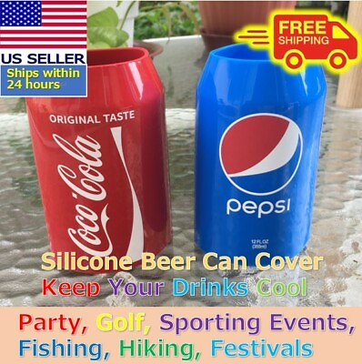 #ad Beer Can Covers Silicone Sleeve Hide a Beer Coca Cola PEPSI 12oz 355mL $7.80