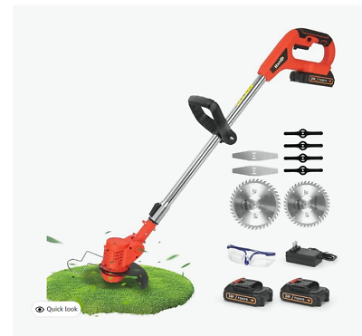 #ad 24V Electric Weed Lawn Edger Eater Cordless Grass String Trimmer Cutter 2Battery $55.55