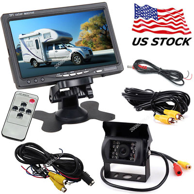 #ad 12V 24V Vehicle Backup Reverse Rear View Camera 7quot; TFT LCD Monitor for RV Truck $63.99
