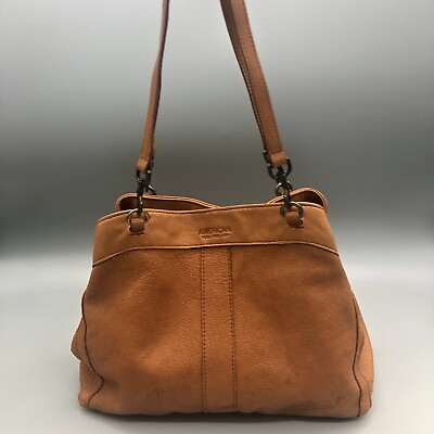 #ad AMERICAN LEATHER CO. Brookfield Brown Leather Shoulder Tote Shopper Bag $47.00