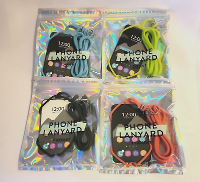 #ad Set of 4 Universal Cell Phone Lanyard Silicone Blue Black Green Tangerine $10.99