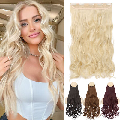 #ad Real Thick 1Piece 5Clips Half Full Clip In Hair Extensions Curly Long As Human H $2.65